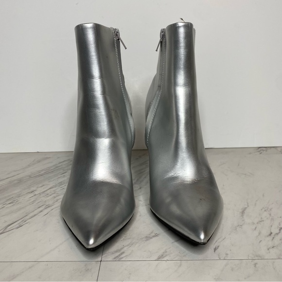 Open Edit Blythe Silver Pointy Toe Heeled Bootie 8 1/2 M - Picture 2 of 15